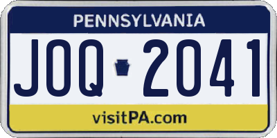 PA license plate JOQ2041