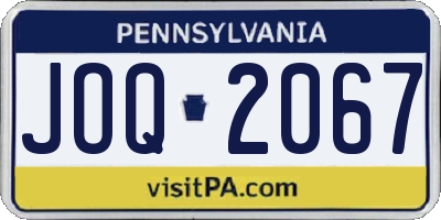 PA license plate JOQ2067