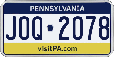 PA license plate JOQ2078