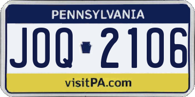PA license plate JOQ2106