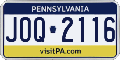 PA license plate JOQ2116
