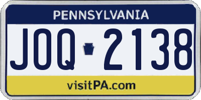 PA license plate JOQ2138