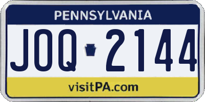 PA license plate JOQ2144