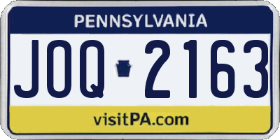 PA license plate JOQ2163