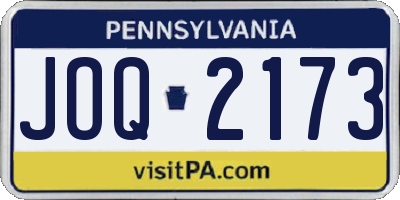 PA license plate JOQ2173