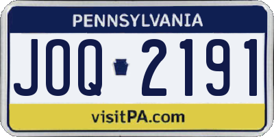 PA license plate JOQ2191