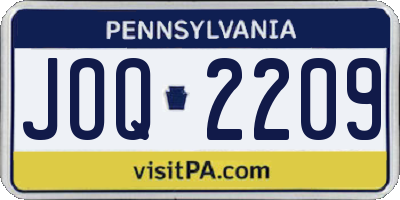PA license plate JOQ2209