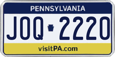 PA license plate JOQ2220
