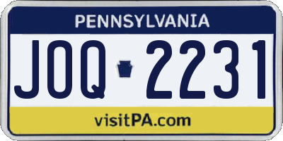 PA license plate JOQ2231