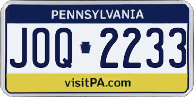 PA license plate JOQ2233