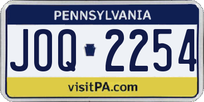 PA license plate JOQ2254