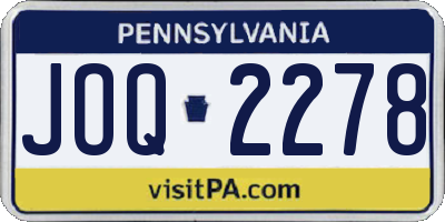 PA license plate JOQ2278