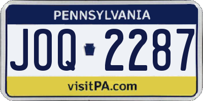 PA license plate JOQ2287