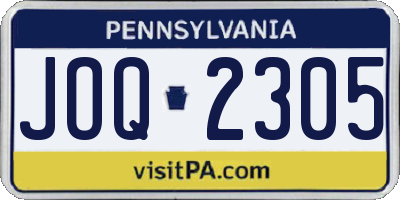 PA license plate JOQ2305