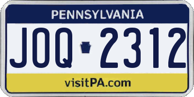 PA license plate JOQ2312