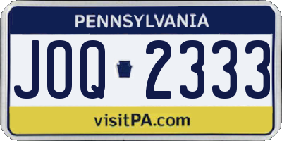 PA license plate JOQ2333