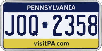 PA license plate JOQ2358
