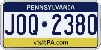 PA license plate JOQ2380