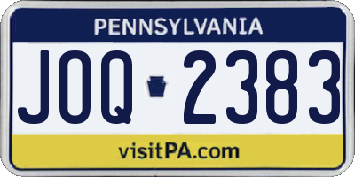 PA license plate JOQ2383