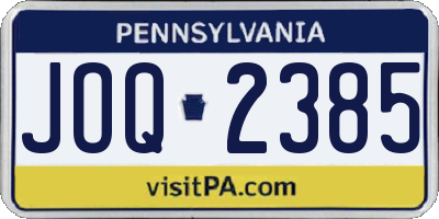 PA license plate JOQ2385