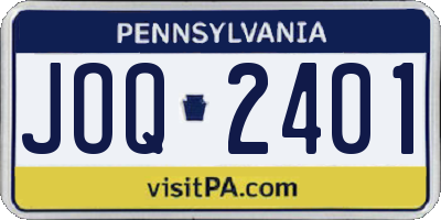 PA license plate JOQ2401