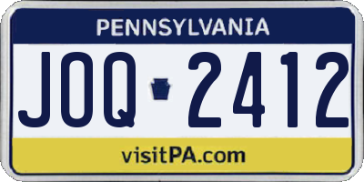 PA license plate JOQ2412