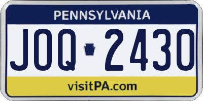 PA license plate JOQ2430