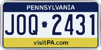 PA license plate JOQ2431