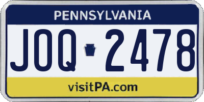 PA license plate JOQ2478