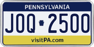 PA license plate JOQ2500