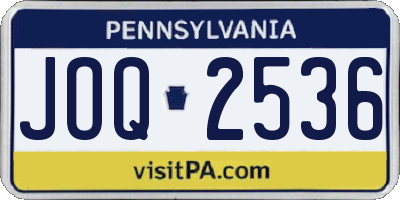 PA license plate JOQ2536