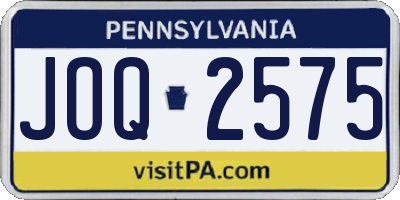 PA license plate JOQ2575