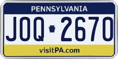 PA license plate JOQ2670