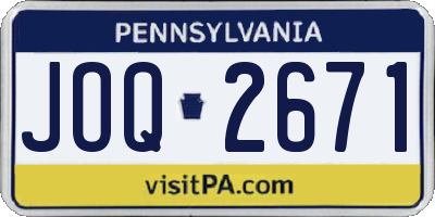 PA license plate JOQ2671