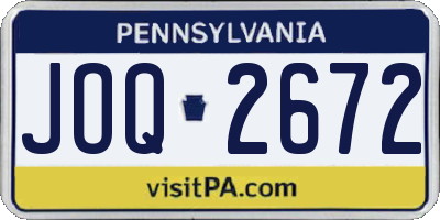 PA license plate JOQ2672