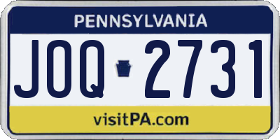 PA license plate JOQ2731