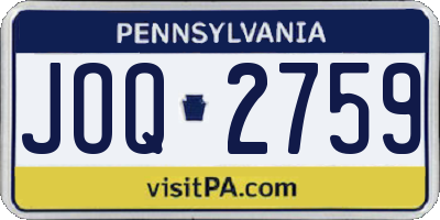 PA license plate JOQ2759