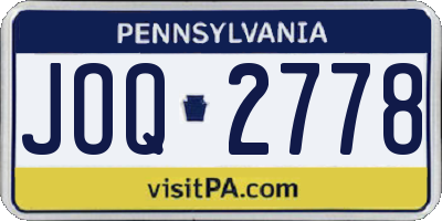 PA license plate JOQ2778
