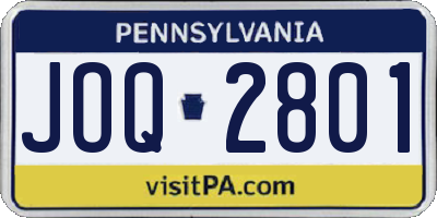 PA license plate JOQ2801