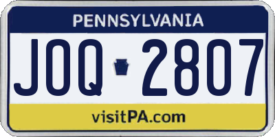 PA license plate JOQ2807