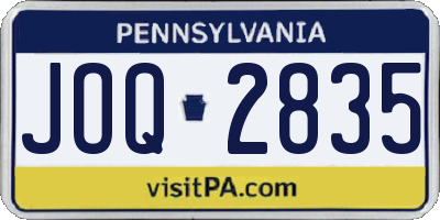 PA license plate JOQ2835