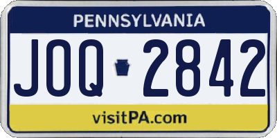 PA license plate JOQ2842
