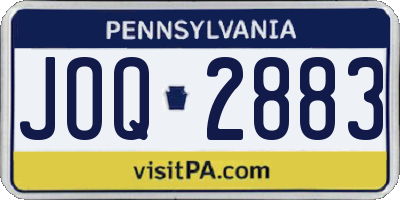 PA license plate JOQ2883