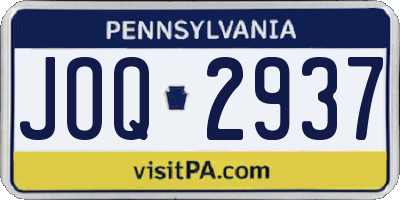 PA license plate JOQ2937