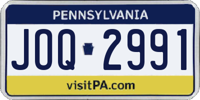 PA license plate JOQ2991