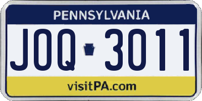 PA license plate JOQ3011