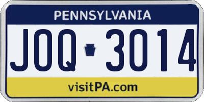 PA license plate JOQ3014