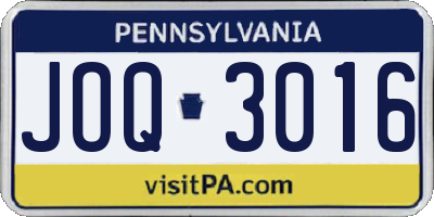 PA license plate JOQ3016