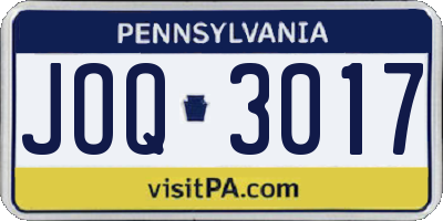 PA license plate JOQ3017