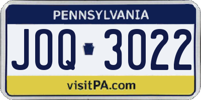 PA license plate JOQ3022